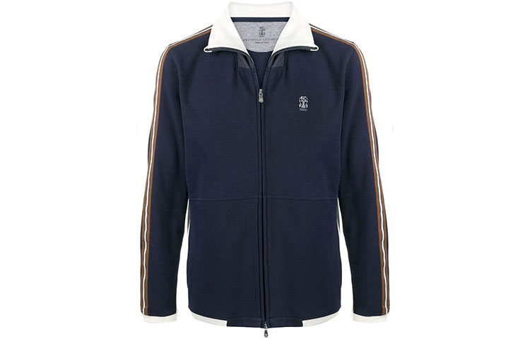 Brunello Cucinelli Blue Track Jacket with Side Stripes M0T359156G-CX889