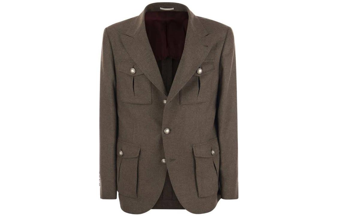Brunello Cucinelli Brown Multi-Pocket Blazer Jacket MN4857BDDC019