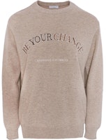 Brunello Cucinelli Brown Oversized Crewneck Sweatshirt With Letter Print M16187010-C059 Brunello Cucinelli Brown Oversized Crewneck Sweatshirt With Letter Print M16187010-C059