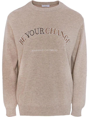 Brunello Cucinelli Brown Oversized Crewneck Sweatshirt With Letter Print M16187010-C059 Buy Brunello Cucinelli Brown Oversized Crewneck Sweatshirt With Letter Print M16187010-C059