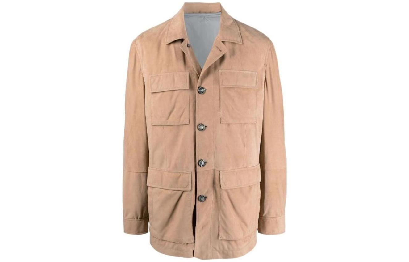 Brunello Cucinelli Brown Solid Single-Breasted Casual Jacket MPLES1839C-J045