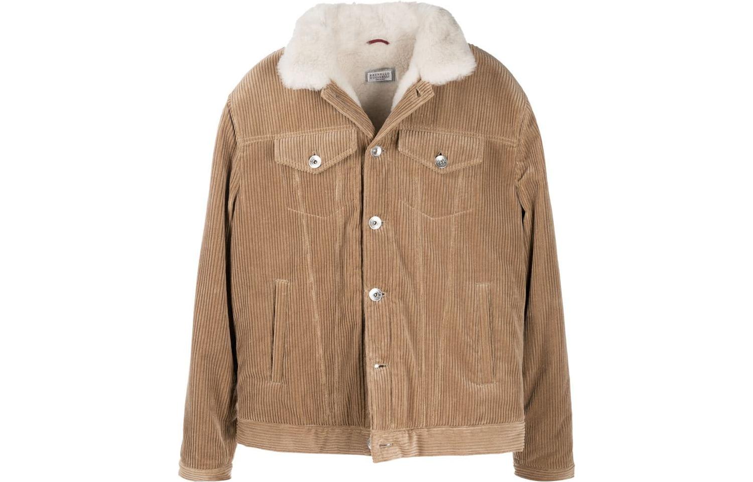 Brunello Cucinelli Brown Solid Single-Breasted Casual Jacket MQ4086427-C470