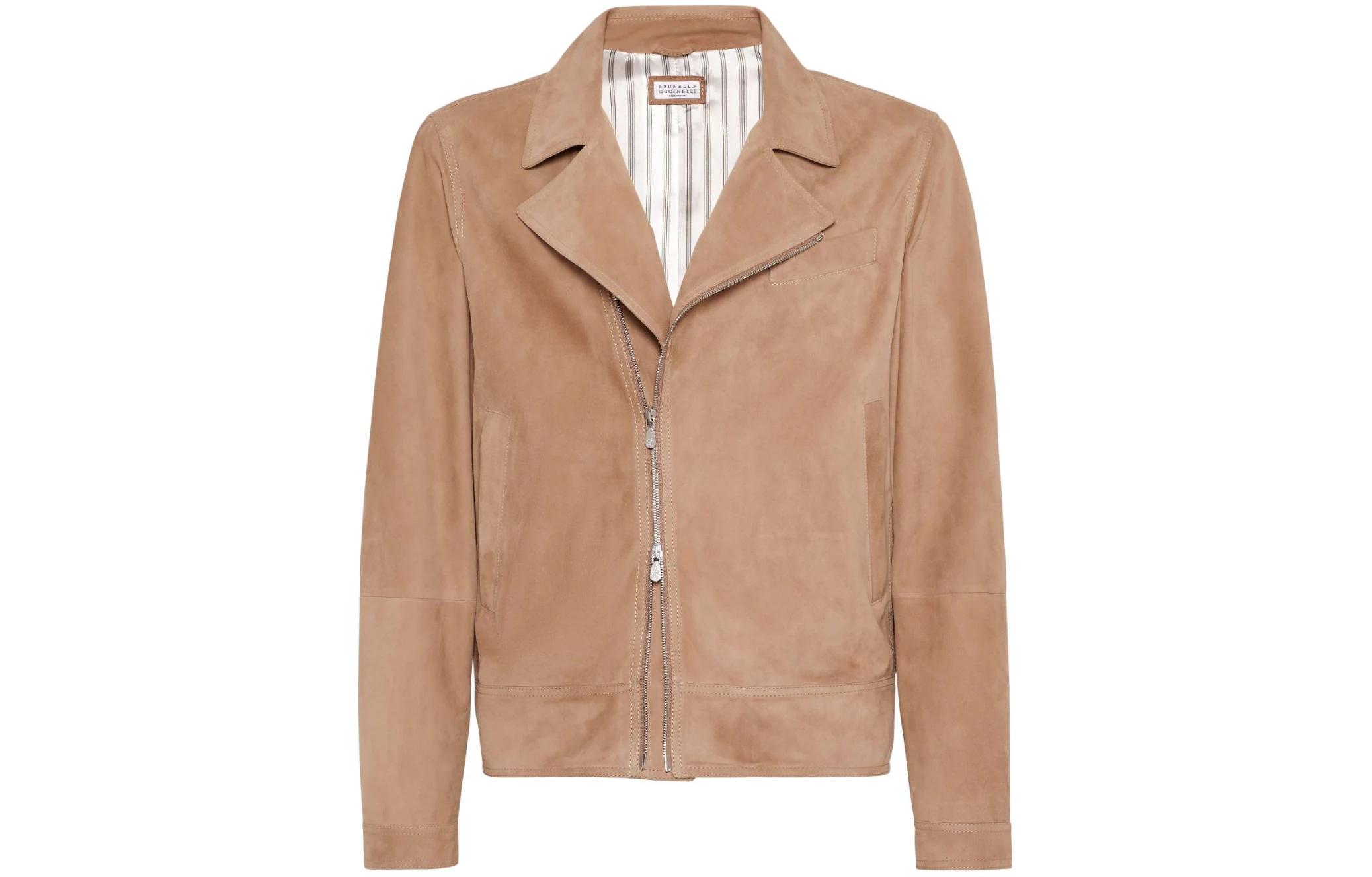 Brunello Cucinelli Brown Solid Zip-Up Slim Fit Jacket M0PCL1999-CFP05