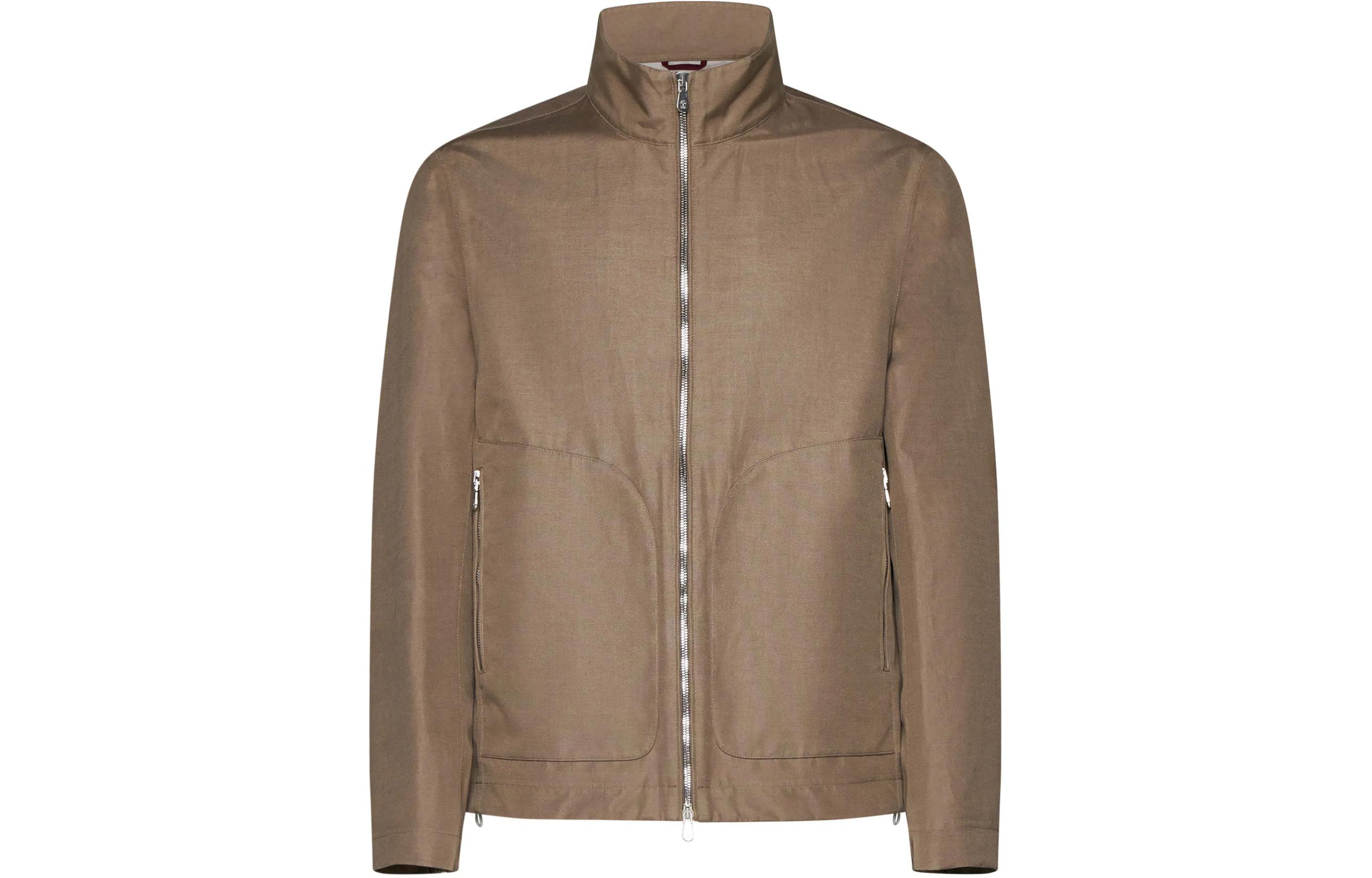 Brunello Cucinelli Brown Zip-Up Stand Collar Jacket MB4086183-CMU41