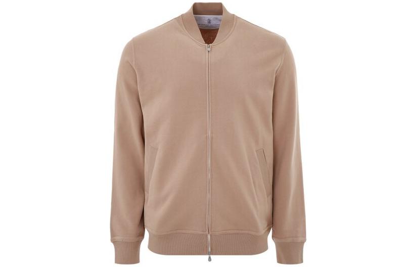 Brunello Cucinelli Camel Zip-Up Baseball Collar Jacket for Men MTU149072G-C9698