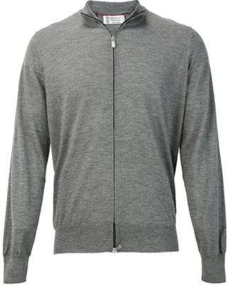 Brunello Cucinelli Cashmere Silk Zip High Neck Jacket - Gray M2300106-CG217 Buy Brunello Cucinelli Cashmere Silk Zip High Neck Jacket - Gray M2300106-CG217