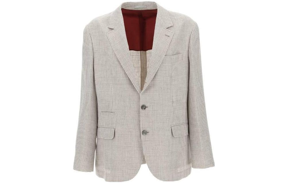 Brunello Cucinelli Checkered Notch Lapel Single-Breasted Blazer Jacket MW4407BTDC284