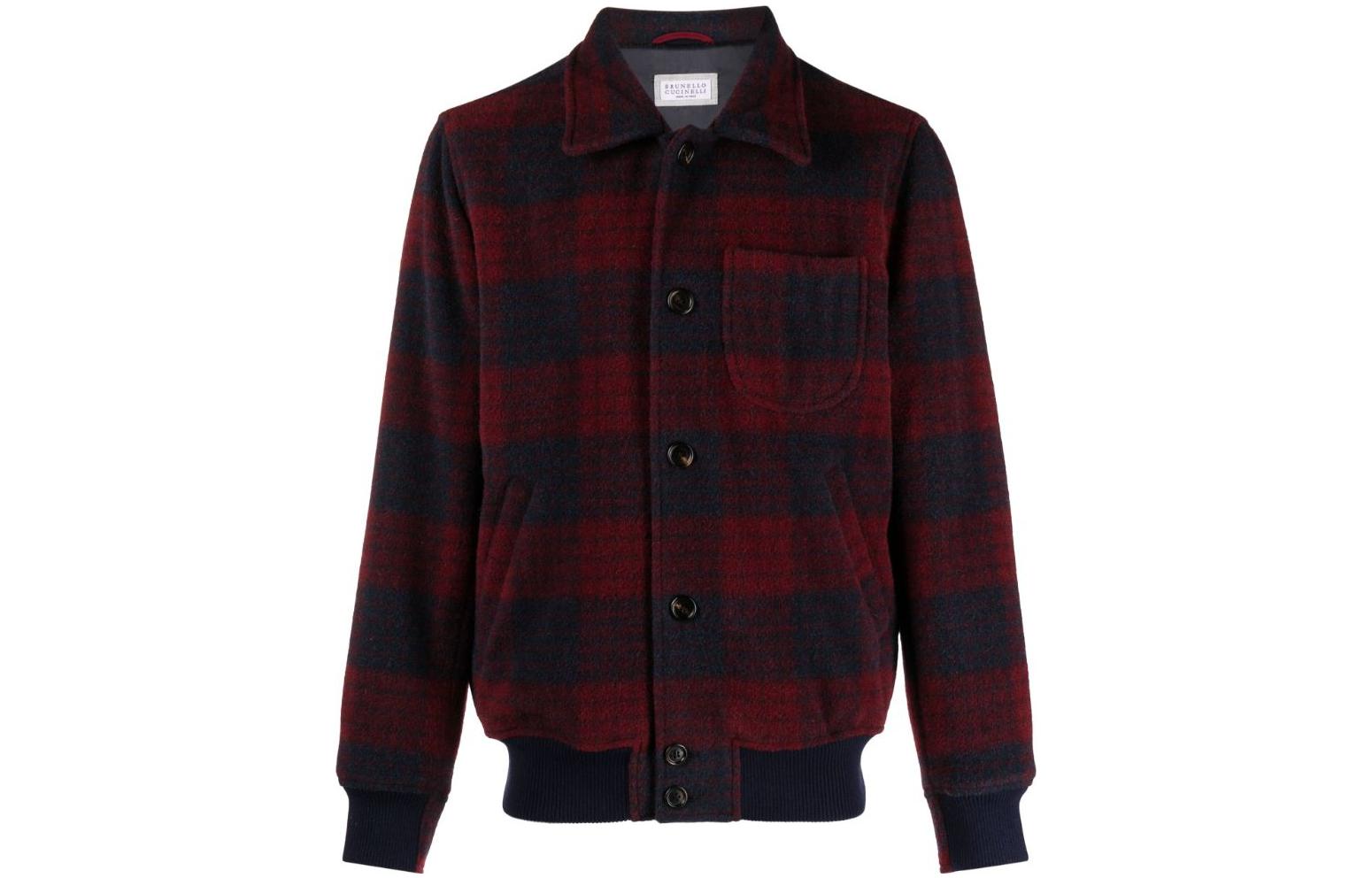 Brunello Cucinelli Checkered Single-Breasted Casual Jacket - Dark Red MY4266894-CZE28