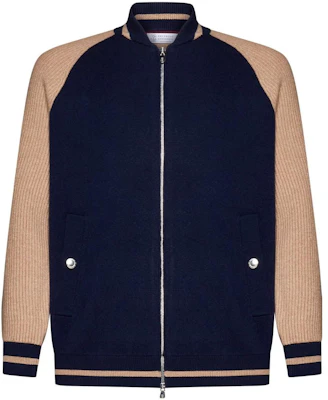 Brunello Cucinelli Color-Block Zip-Up Jacket in Navy Blue M3610861-CU715 Buy Brunello Cucinelli Color-Block Zip-Up Jacket in Navy Blue M3610861-CU715