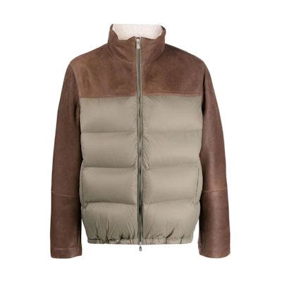 Brunello Cucinelli Colorblocked High-Neck Zipper Down Jacket MR4051890CQS72