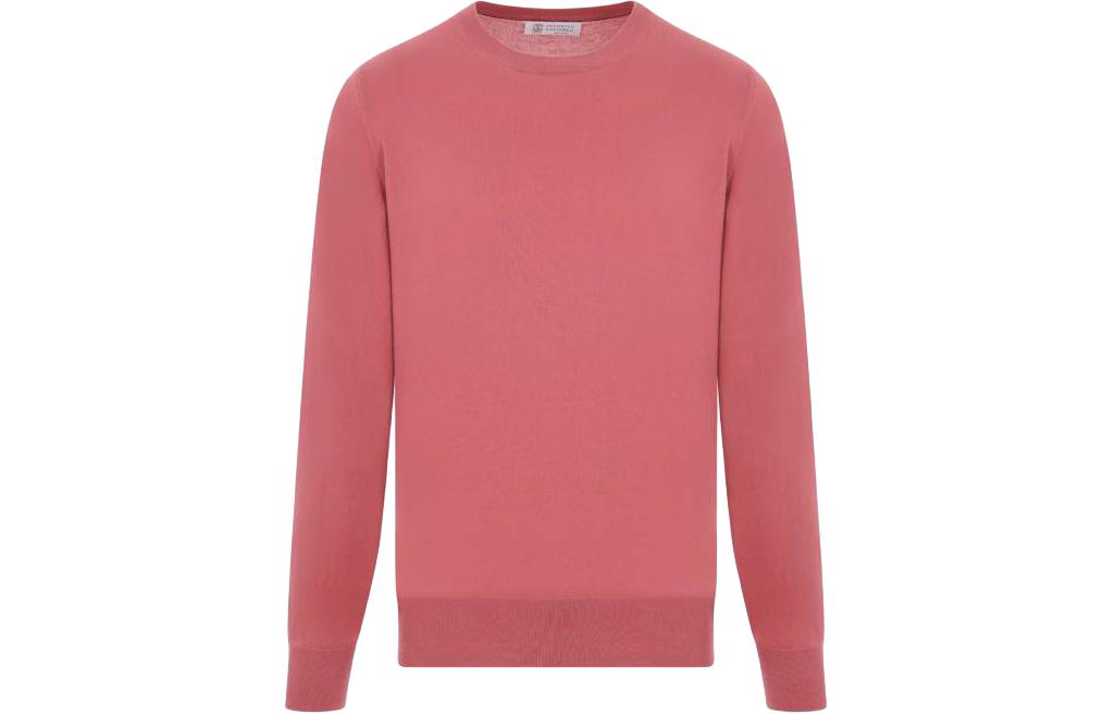 Brunello Cucinelli Crewneck Solid Long-Sleeve Sweatshirt Light Red M2900100-CRX14