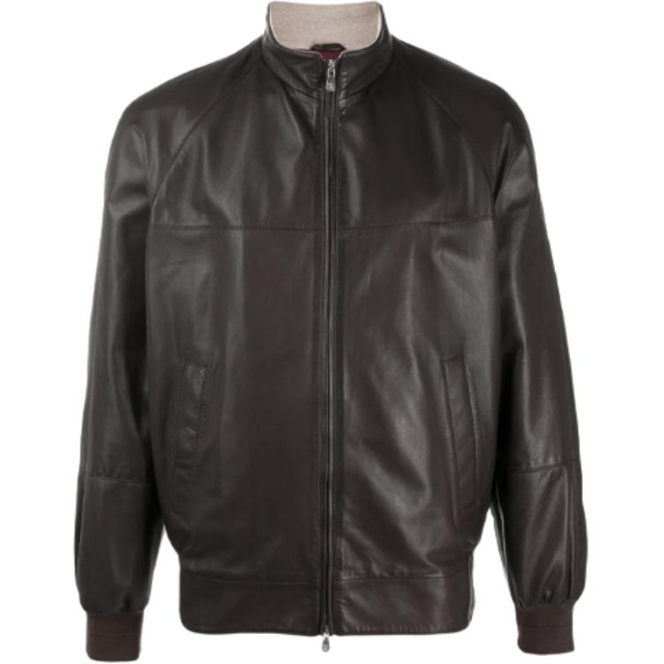 Brunello Cucinelli Dark Brown Zip-Up Long-Sleeve Jacket MPTAN1693CG484