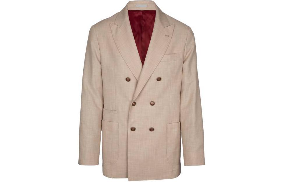 Brunello Cucinelli Double-Breasted Khaki Blazer Casual Long Sleeve Jacket MS4637BBDF-C010
