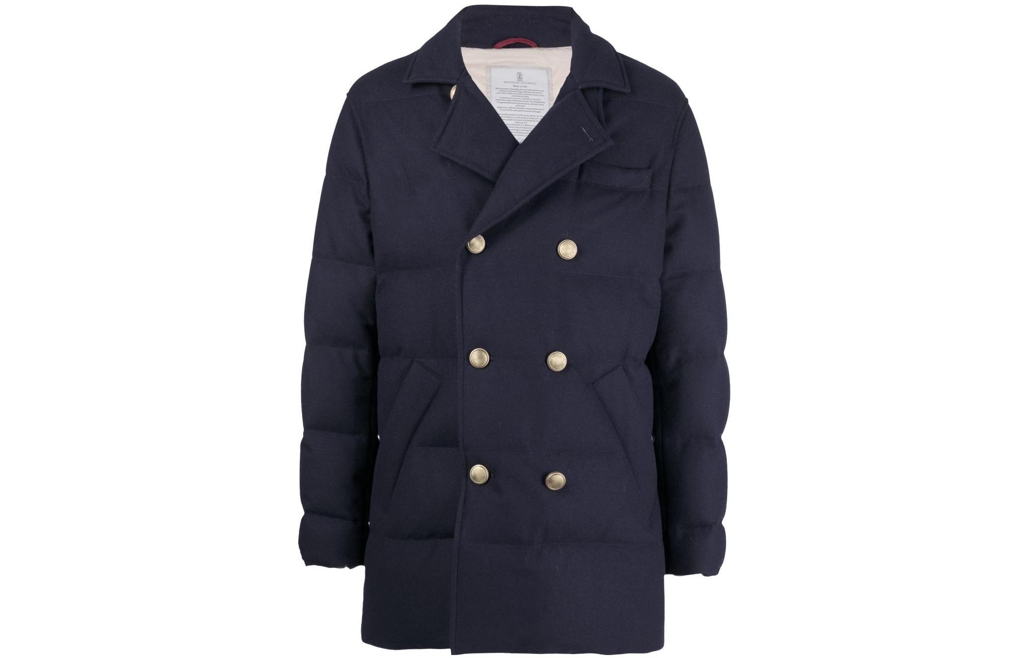 Brunello Cucinelli Double-Breasted Puffer Jacket Midnight Blue MM4851881M-CCG24