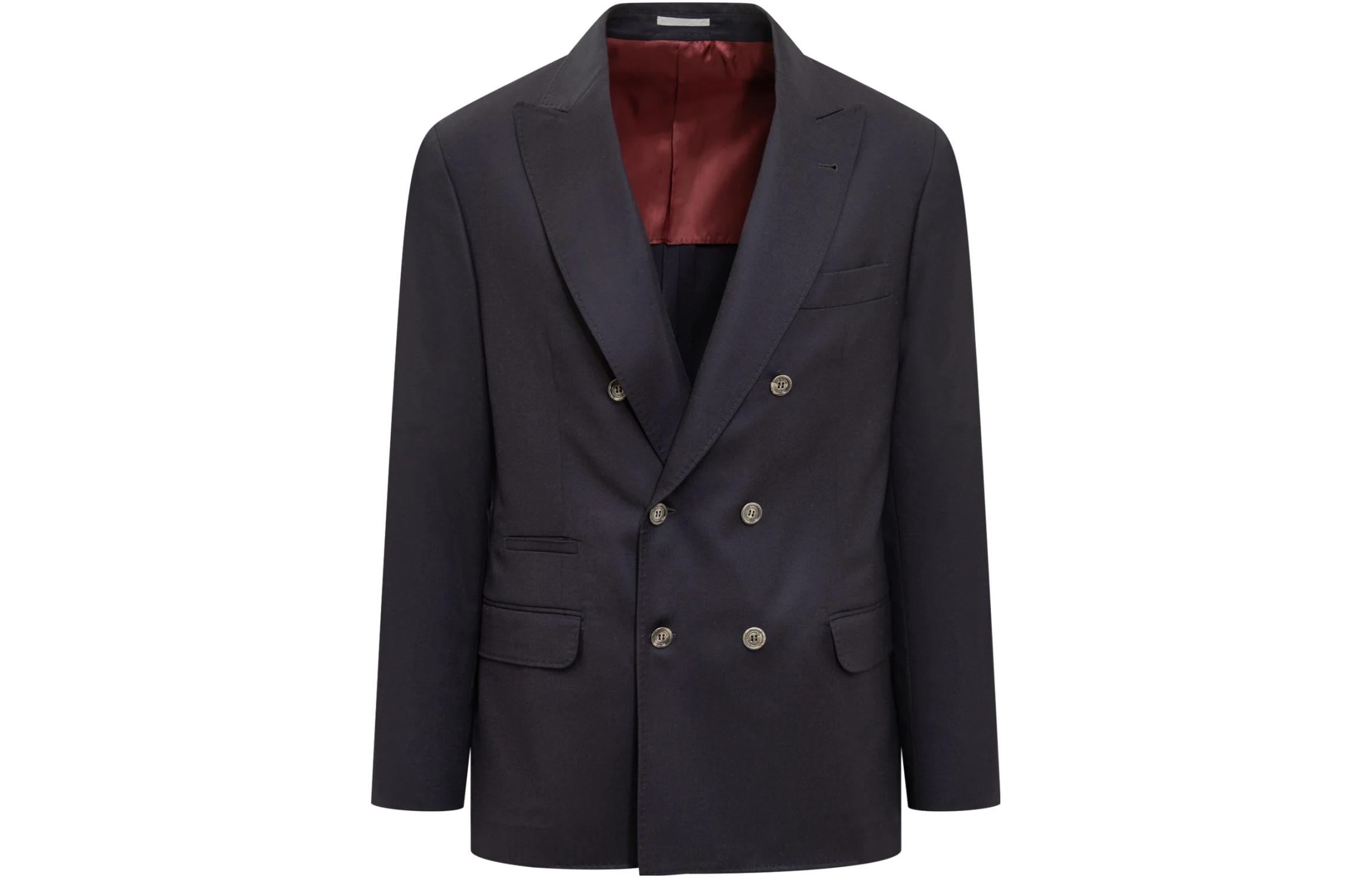 Brunello Cucinelli Double-Breasted Solid Blazer Jacket - Blue ME2267BP-DC334