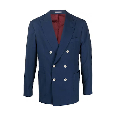 Brunello Cucinelli Double-Breasted V-Neck Suit Jacket MS4597BBD-C1008