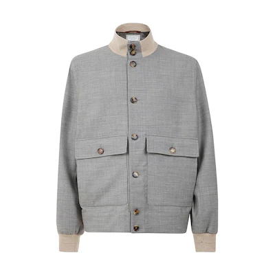 Brunello Cucinelli Double-Layer Colorblock Pilot Jacket - Gray MQ4389959-C200