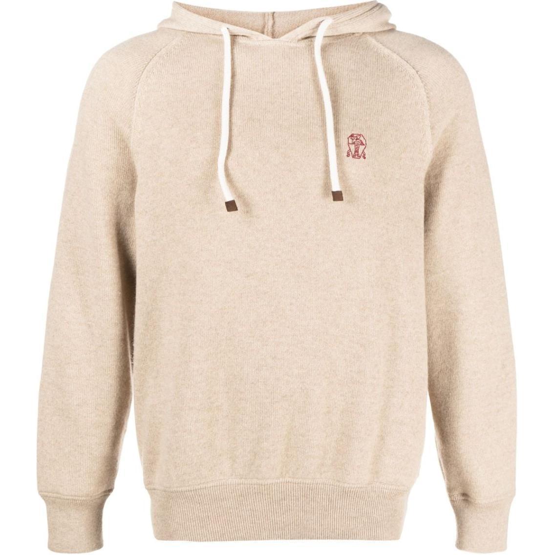 Brunello Cucinelli Embroidered Logo Cashmere Hoodie Khaki M22705339-GCFI10