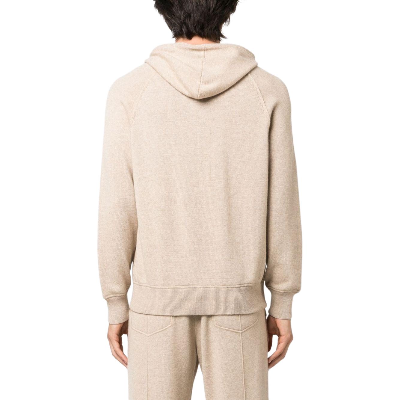 Shop 布内罗·库奇雷利刺绣标志羊绒连帽衫卡其色 M22705339-GCFI10