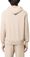 Shop Brunello Cucinelli 刺繡Logo開司米連帽上衣卡其色 M22705339-GCFI10