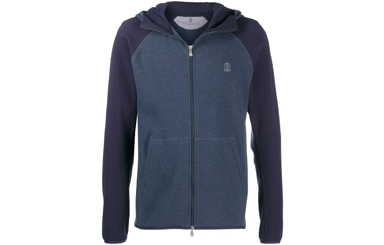 Brunello Cucinelli Embroidered Logo Cotton Blend Jacket Sweatshirt Blue M0T359136G-CW584