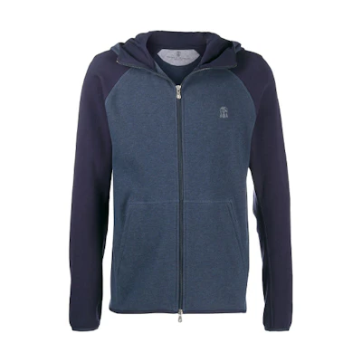 Brunello Cucinelli Embroidered Logo Cotton Blend Jacket Sweatshirt Blue M0T359136G-CW584