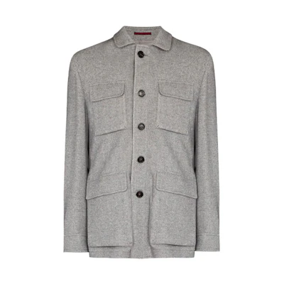 Brunello Cucinelli Four-Pocket Shirt Jacket in Gray MQ4496857CDC24