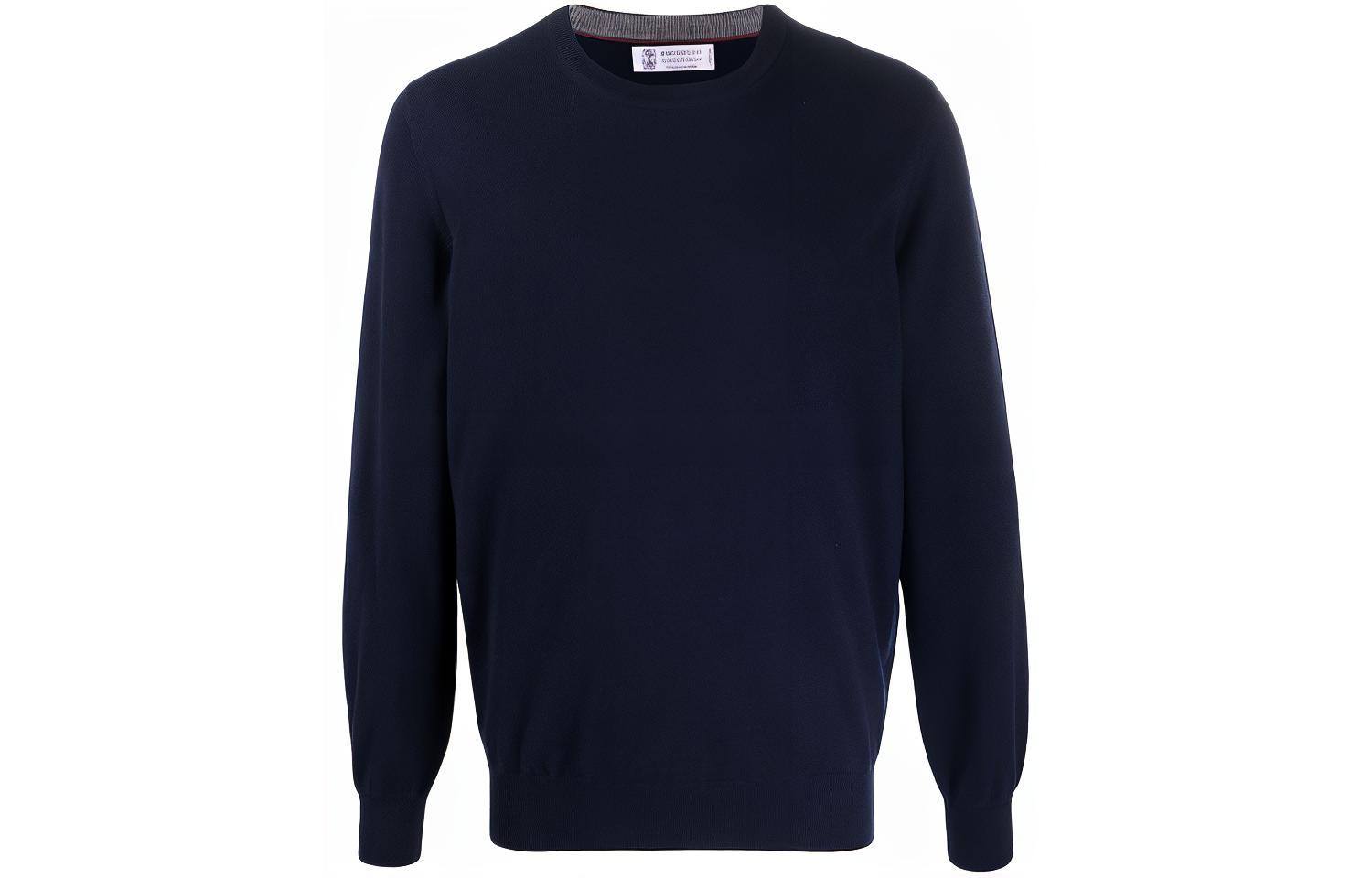 Brunello Cucinelli FW21  Blue Cashmere Round Neck Pullover Sweater. M2200100-CW425