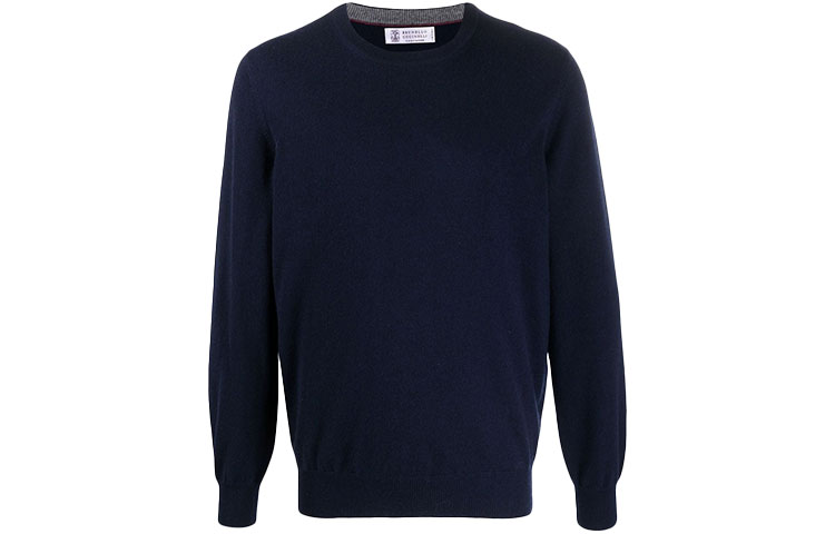 Order Brunello Cucinelli FW21 藍色羊絨圓領套頭毛衣. M2200100-CW425