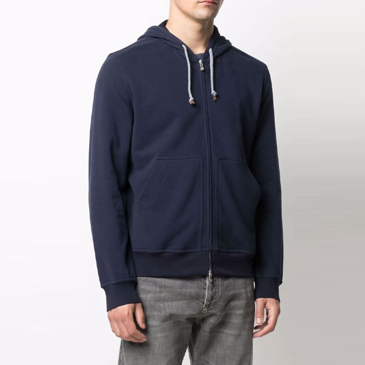 Shop ブルネロクチネリ FW21 ブルー リブ ジップアップ フーディ ジャケット MTU149069G-C6134