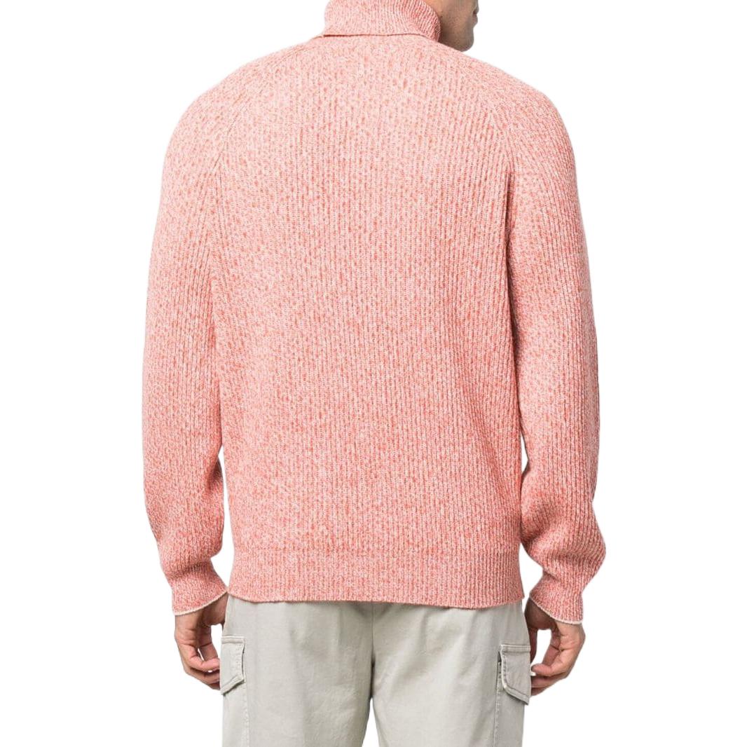 Shop Brunello Cucinelli FW21 橘色高領羊毛針織毛衣 M3674103-CIP19