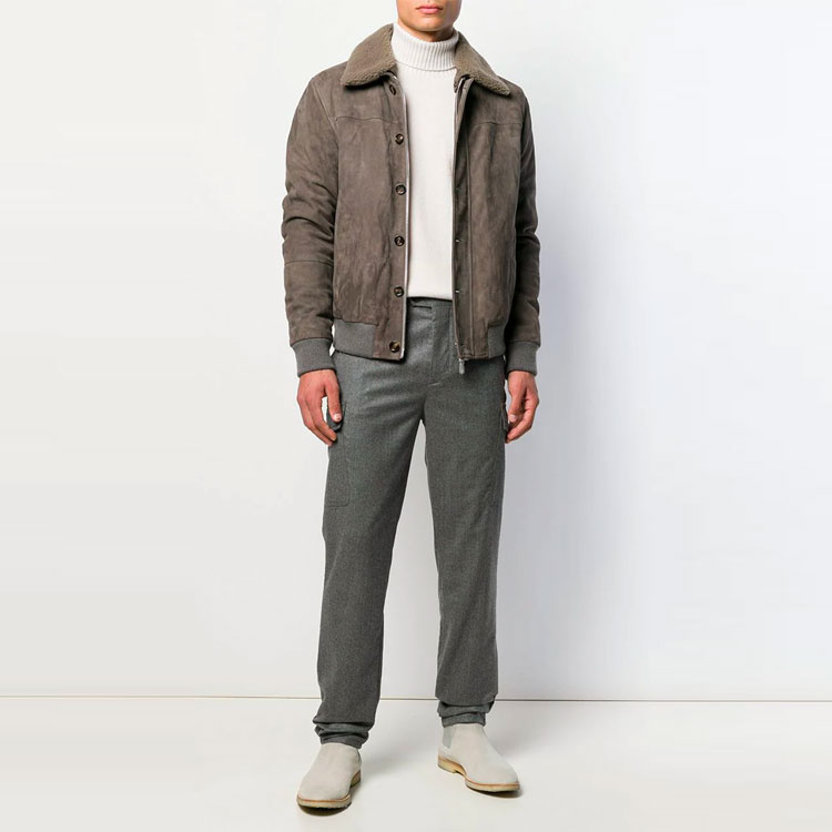 Shop Brunello Cucinelli FW21 深灰色直筒休閒長褲 ME226E1890-C003