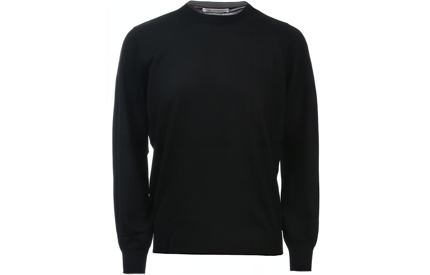Brunello Cucinelli FW21 Black Crewneck Wool Pullover Sweater for Men M2400100-CH101