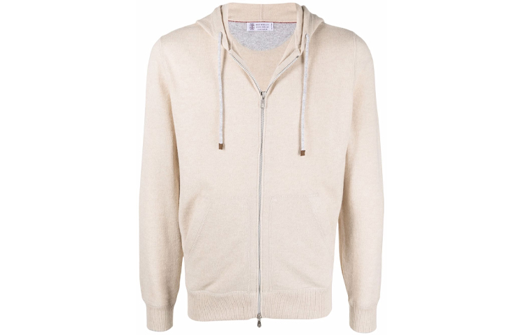 Brunello Cucinelli FW21 Cashmere Zip Hoodie Jacket Off-White M2223246-CS396