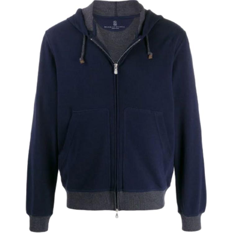 Brunello Cucinelli FW21 Double-Zip Jacket Sweatshirt Blue M0T319069G-C039