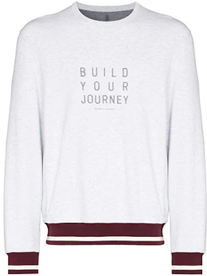 Brunello Cucinelli FW21 Embroidered Slogan Striped Trim Pullover Sweatshirt Grey M0T359220G-CDQ39 Buy Brunello Cucinelli FW21 Embroidered Slogan Striped Trim Pullover Sweatshirt Grey M0T359220G-CDQ39