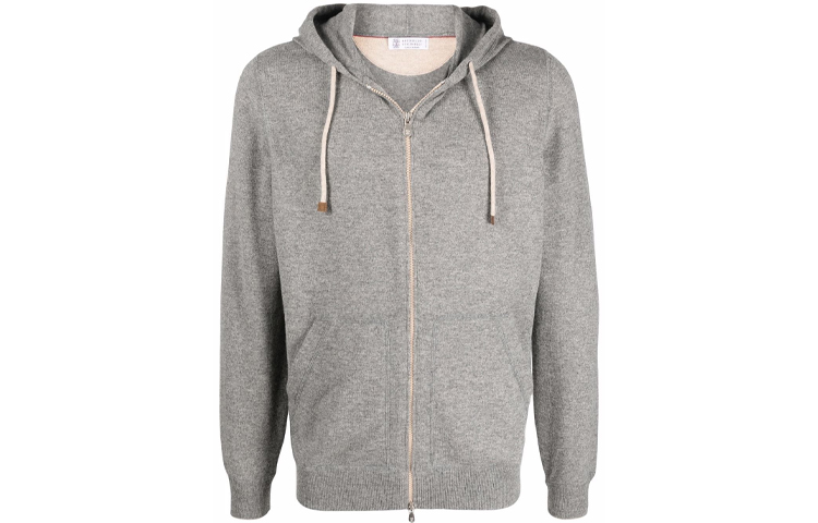 Brunello Cucinelli FW21 Grey Knit Zip-Up Hoodie Jacket M3623246-CY836
