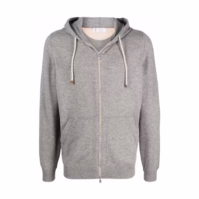 Brunello Cucinelli FW21 Grey Knit Zip-Up Hoodie Jacket M3623246-CY836