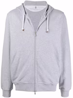 Brunello Cucinelli FW21 Grey Solid Drawstring Zip-Up Hoodie MTU149069GC-9300 Brunello Cucinelli FW21 Grey Solid Drawstring Zip-Up Hoodie MTU149069GC-9300