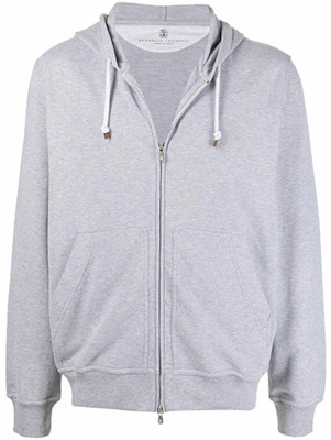 Brunello Cucinelli FW21 Grey Solid Drawstring Zip-Up Hoodie MTU149069GC-9300 Buy Brunello Cucinelli FW21 Grey Solid Drawstring Zip-Up Hoodie MTU149069GC-9300