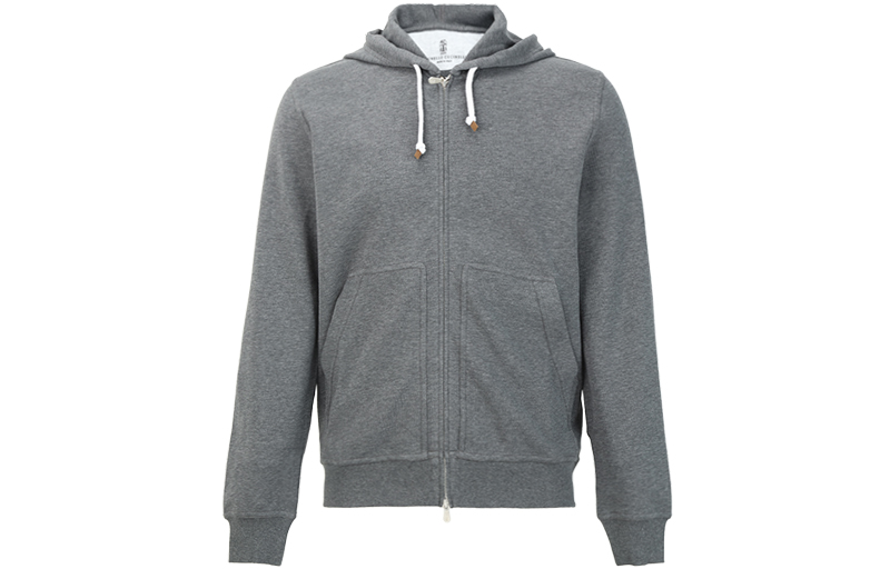 Brunello Cucinelli FW21 Grey Zip-Up Drawstring Hoodie Jacket M0T359069G-C080