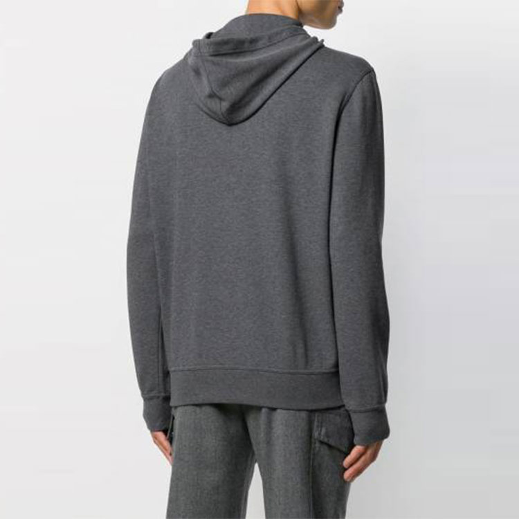 Shop Brunello Cucinelli FW21 灰色拉链抽绳连帽夹克外套 M0T359069G-C080