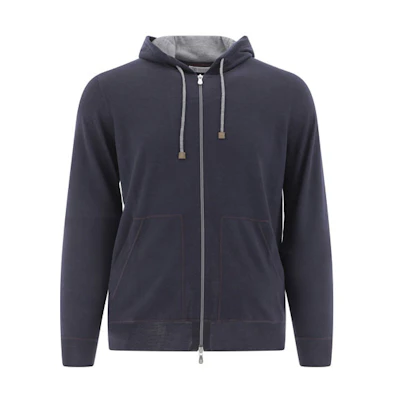 Brunello Cucinelli FW21 Solid Color Casual Hoodie Blue () M2400296-CJU42