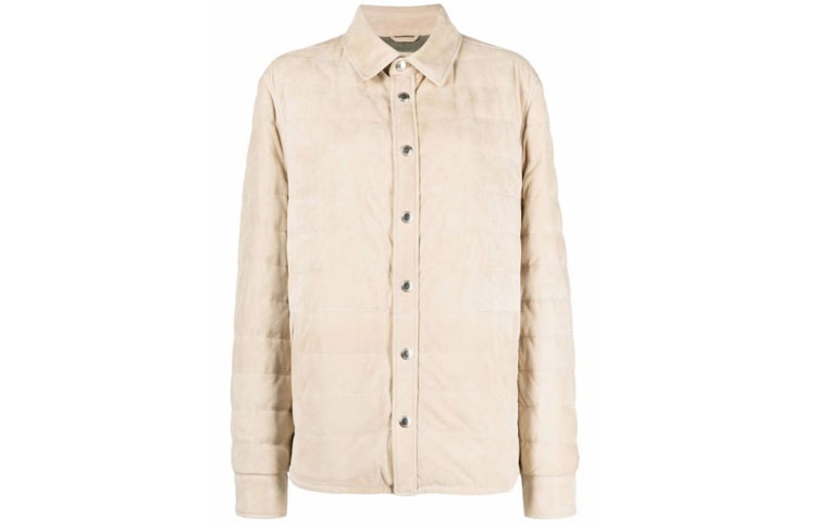 Brunello Cucinelli FW21 Suede Quilted Shirt Jacket Beige () M0PCL1778-C8085
