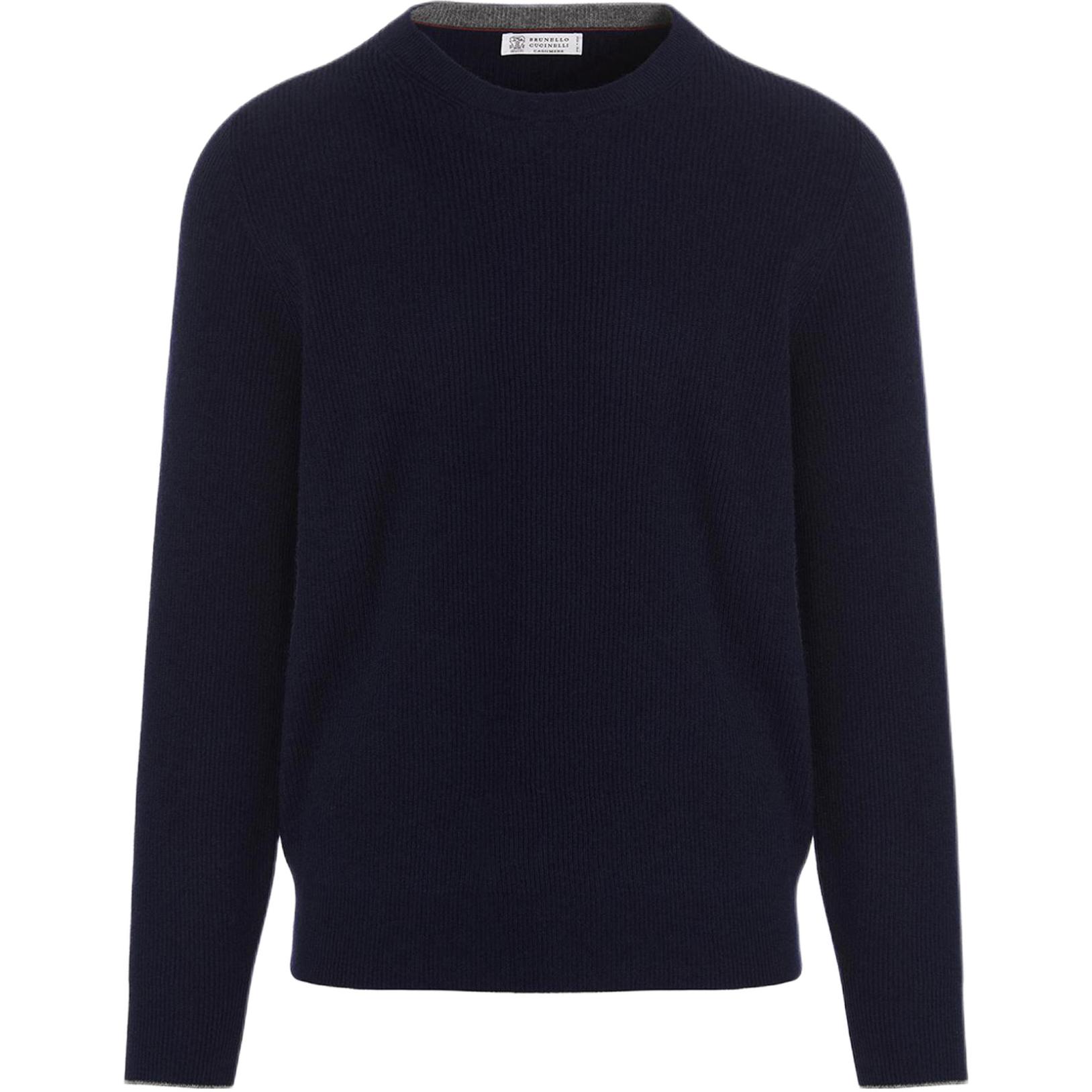 Brunello Cucinelli FW22  Blue Cashmere Crewneck Sweater. M2229510-CA058