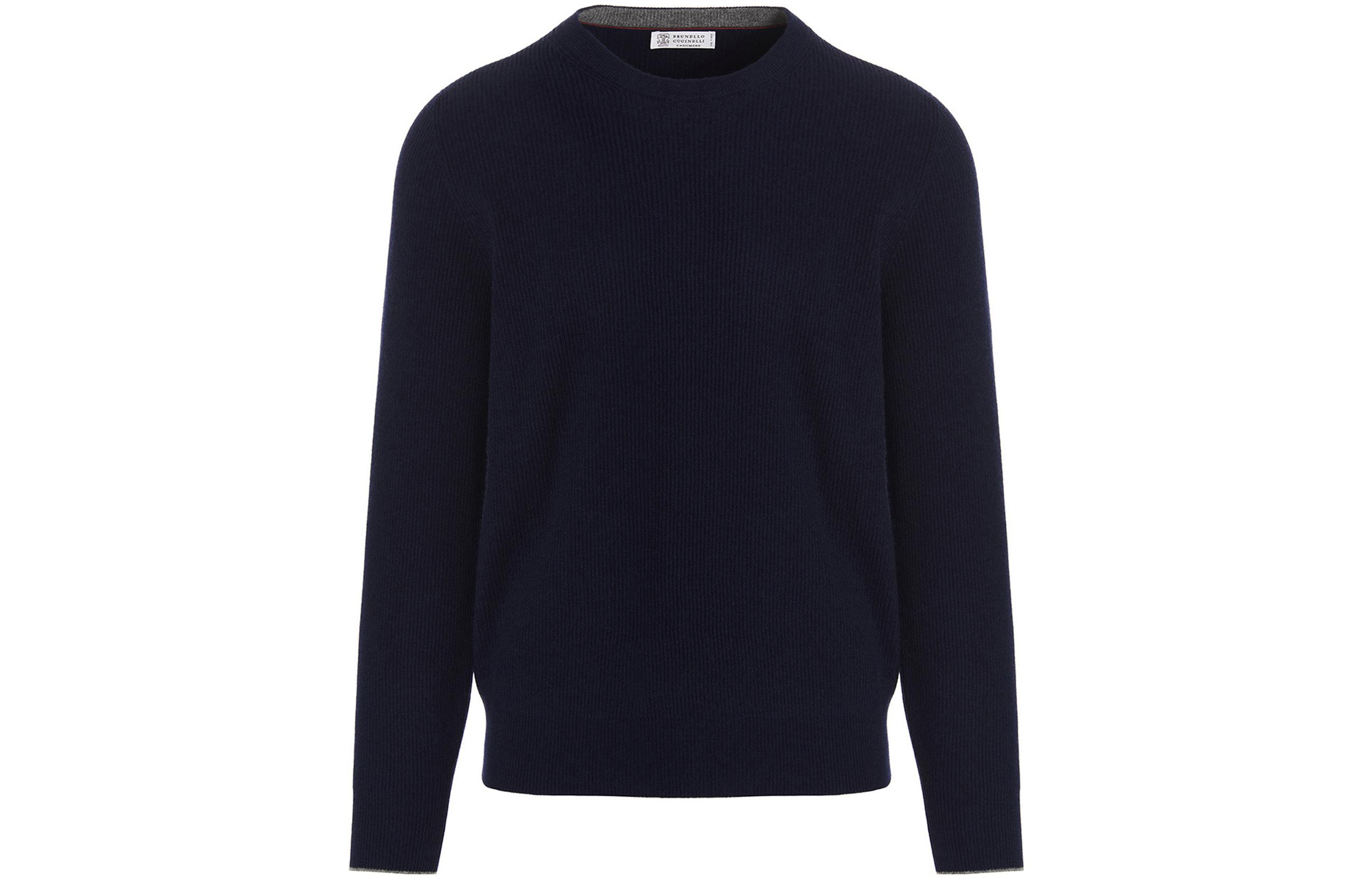Order Brunello Cucinelli FW22 藍色羊絨圓領毛衣。 M2229510-CA058