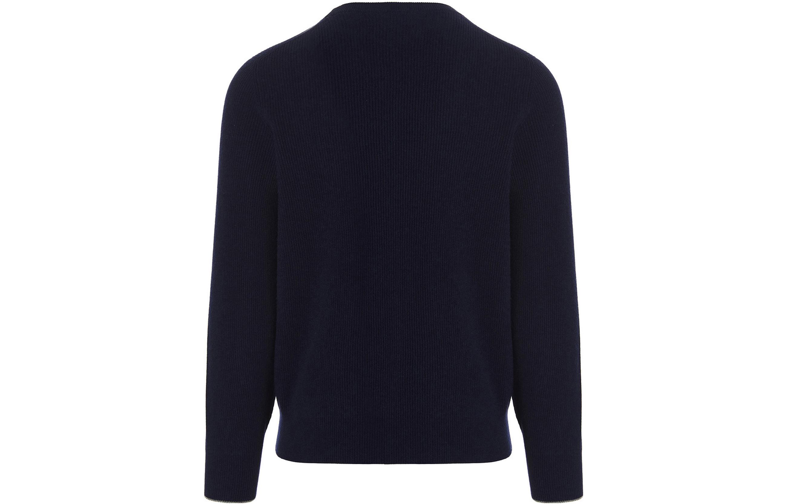 Lookbook Brunello Cucinelli FW22 藍色羊絨圓領毛衣。 M2229510-CA058