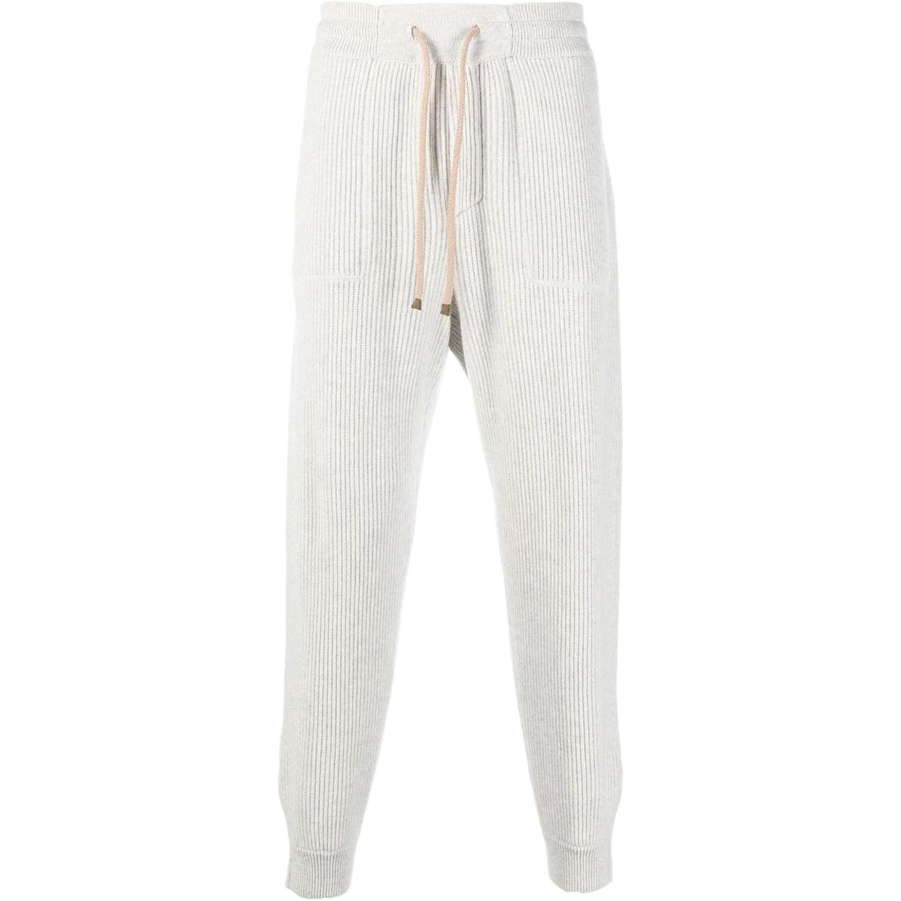 Brunello Cucinelli FW22  Light Grey Knit Drawstring Sweatpants. M22704809GCO613