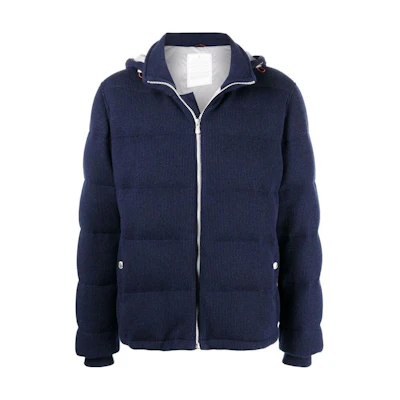 Brunello Cucinelli FW22 Navy Down Jacket with Detachable Hood. M221P209CTV87