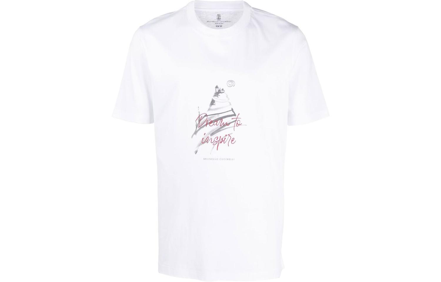 Brunello Cucinelli FW22  White Logo Print Short Sleeve T-Shirt M0T618700-CIB12